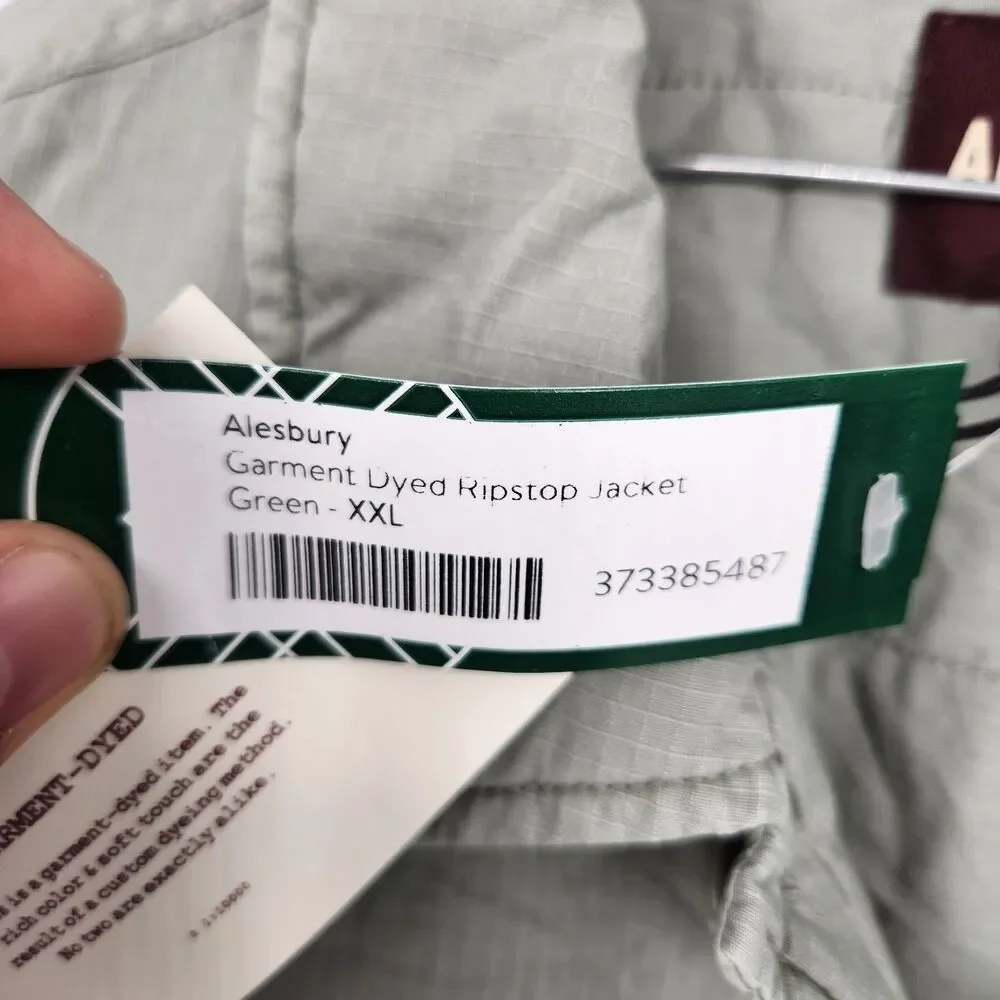 Alesbury Men's Green XXL Garment Dyed Ripstop Jacket NWT
